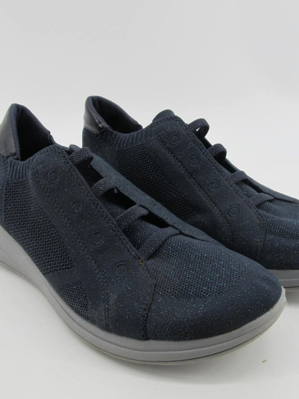 Bzees Women's Golden Knit Slip-On Sneaker Navy 10 Wide